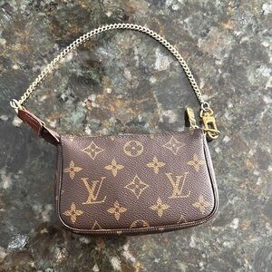 Louis Vuitton Brown and Gold Monogram Wristlet